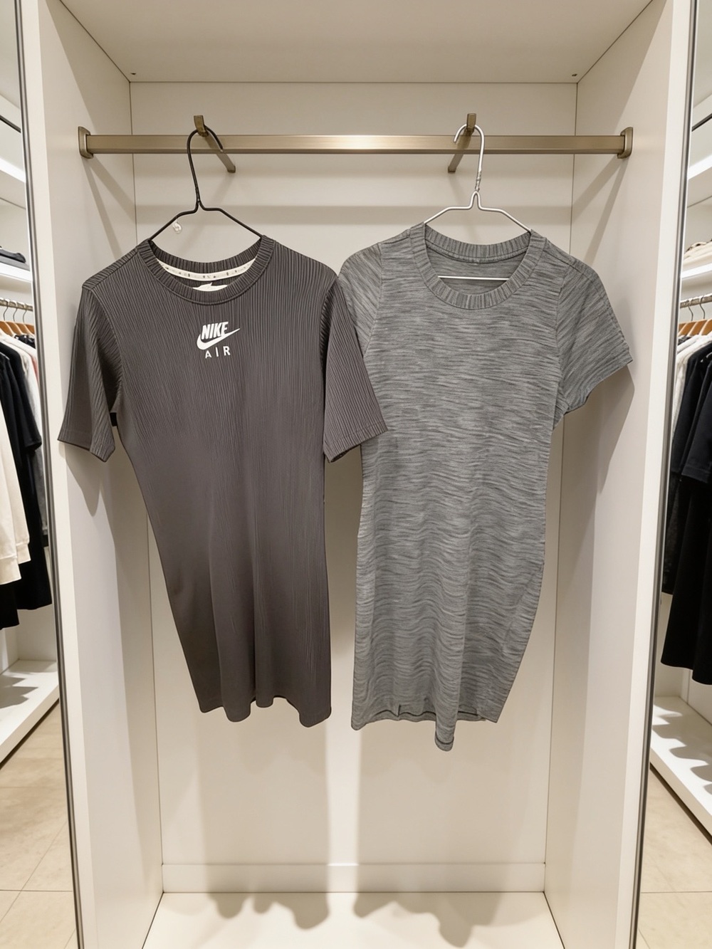 Nike Gray Ribbed Short Sleeve Tee Dress